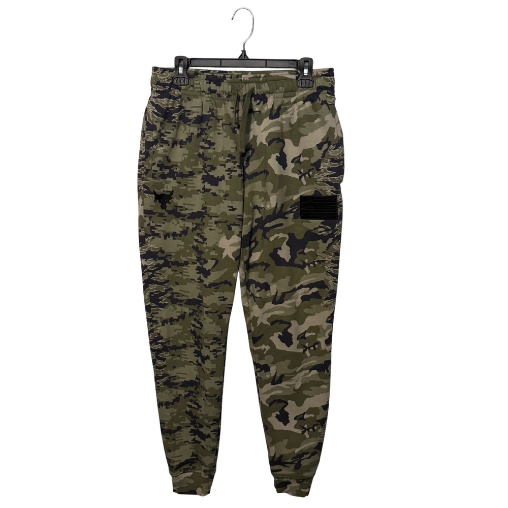 Under Armour Project Rock Sweatpants Mens Medium Green Camo Veterans Day Joggers